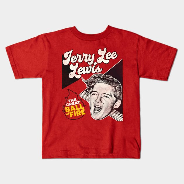 Jerry Lee Lewis - The Great Ball of Fire Kids T-Shirt by darklordpug